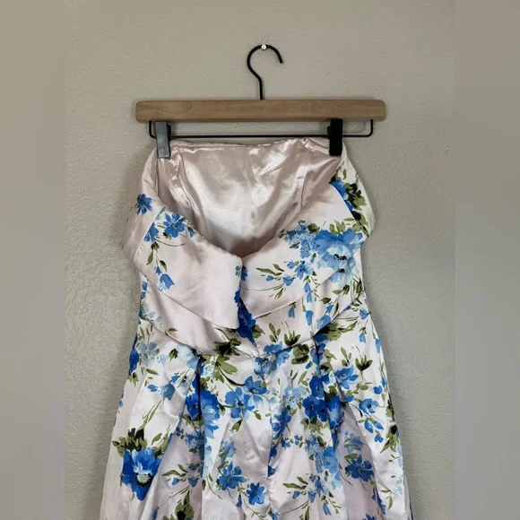 Anthropologie if By Sea Strapless Blue Floral Gown size Medium $129 - Picture 12 of 16